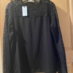 New with tags lace inset black top Anatomie in L